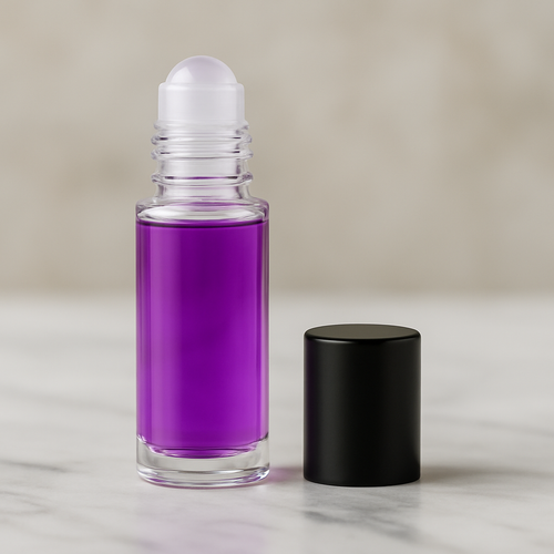 Impression of Himalaya by Creed Men inspired fragrance oil in clear glass bottle with purple liquid and gold cap